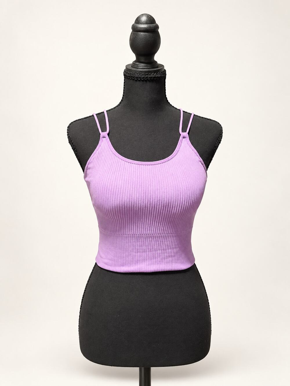 Halara Purple Ribbed Double-Strap Backless Cropped Yoga Tank — Medium